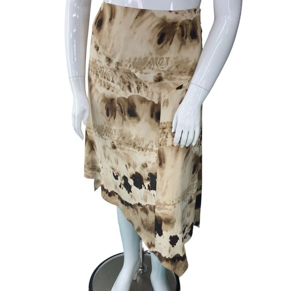 Lafayette 148 New York Womens Size 10 Asymmetric Hem Midi Skirt Silk Side Zip